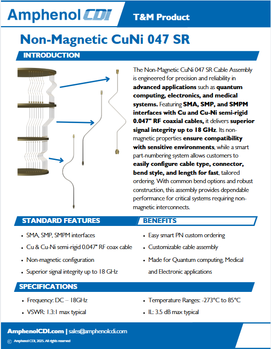 Non-Magnetic CuNi Sales Sheet